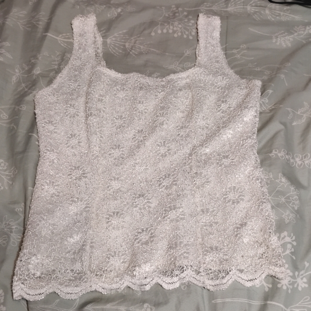 Gorgeous White Lacy Dressbarn Tank Top